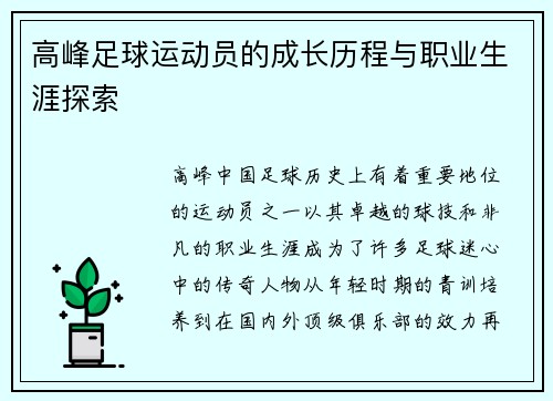 高峰足球运动员的成长历程与职业生涯探索
